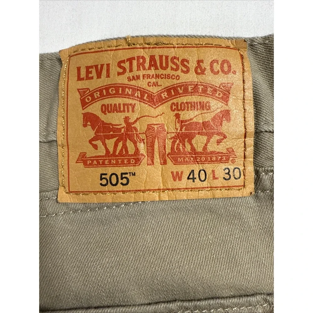 JEANS Levis 505  MENS 40X30 TAN Cotton Blend Stretch Regular Fit Denim Workwear